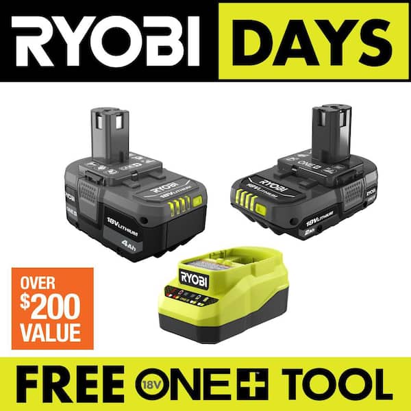 ONE+ 18V Lithium-Ion Starter Kit with 2.0 Ah Battery, 4.0 Ah Battery, and Charger