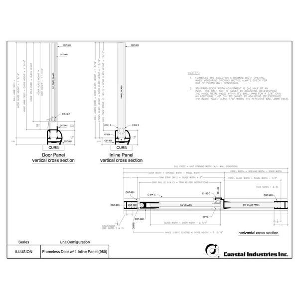 Coastal Shower Doors HC5775IL.70-C Illusion Series 57-3/4 to 59-1/4 x 70 Fram Chrome