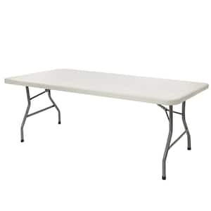 Baldwin Rectangle 72 in. Plastic Folding Banquet Table, Speckled Grey