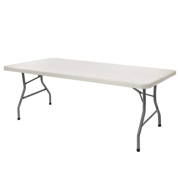 HAMPDEN FURNISHINGS Baldwin Rectangle 72 in. Plastic Folding Banquet Table, Speckled Grey