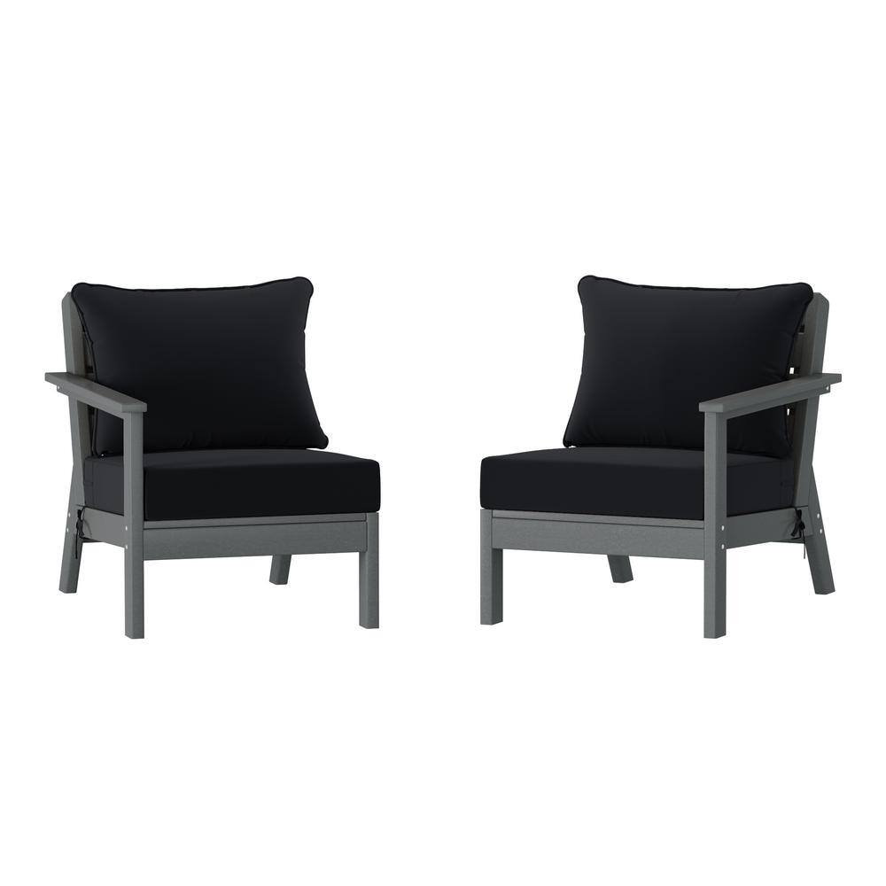 Birchwood Gray Arrangeable Outdoor Patio 2-Piece Deep Seating HDPE Loveseat Arm Chair Set with Black Cushions price history on PriceWatchPro