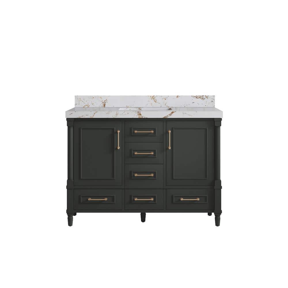 Hudson 48 in. Single Sink Freestanding Black Top Bath Vanity with Viola Gold Quatrz Top Unassembled price history on PriceWatchPro