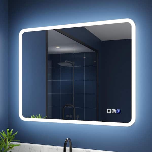 40 in. W x 32 in. H Rectangular Framed Wall LED Bathroom Vanity Mirror with Dimmable LED Bathroom Mirror in White