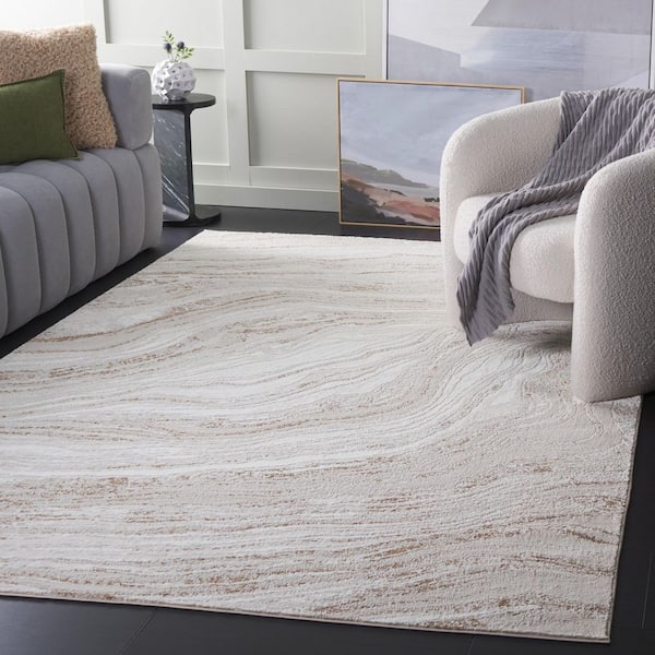 Parker 9 ft. x 12 ft. Beige/Ivory Abstract Waves Area Rug