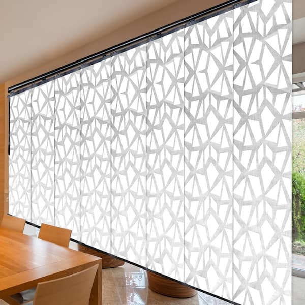EMOH Snowdrops 130 in. - 175 in. W x 116 in. L Adjustable 8-Panel Black Double Rail Panel Track with 23.5 in. Slates