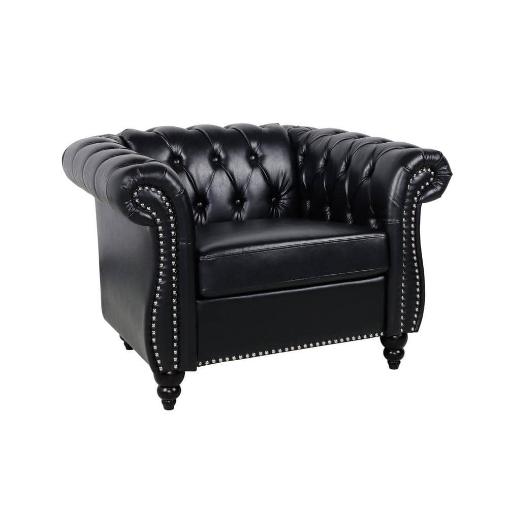 ATHMILE Black 40 in. W Faux Leather PU Armchair BKP061T20 - The