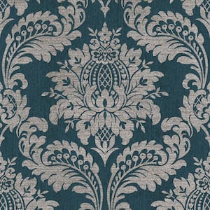 Archive Damask Teal and Gold Vinyl Removable Wallpaper