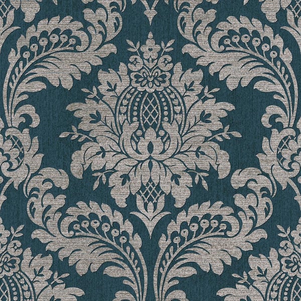 Boutique Archive Damask Teal and Gold Vinyl Removable Wallpaper