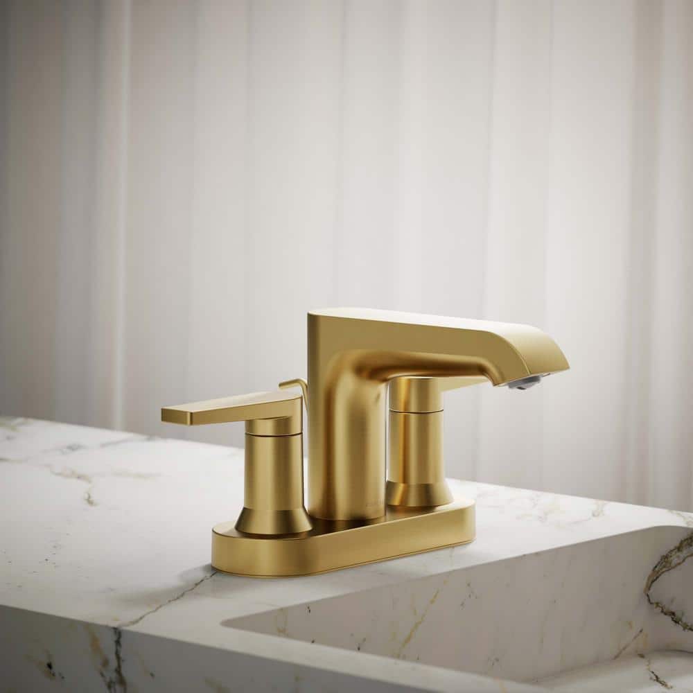 Hint Vibrant Brushed Moderne Brass Centerset Bathroom Faucet