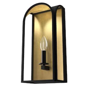 Dukestown 1-Light Natural Iron Wall Sconce with Gold Leaf Detail