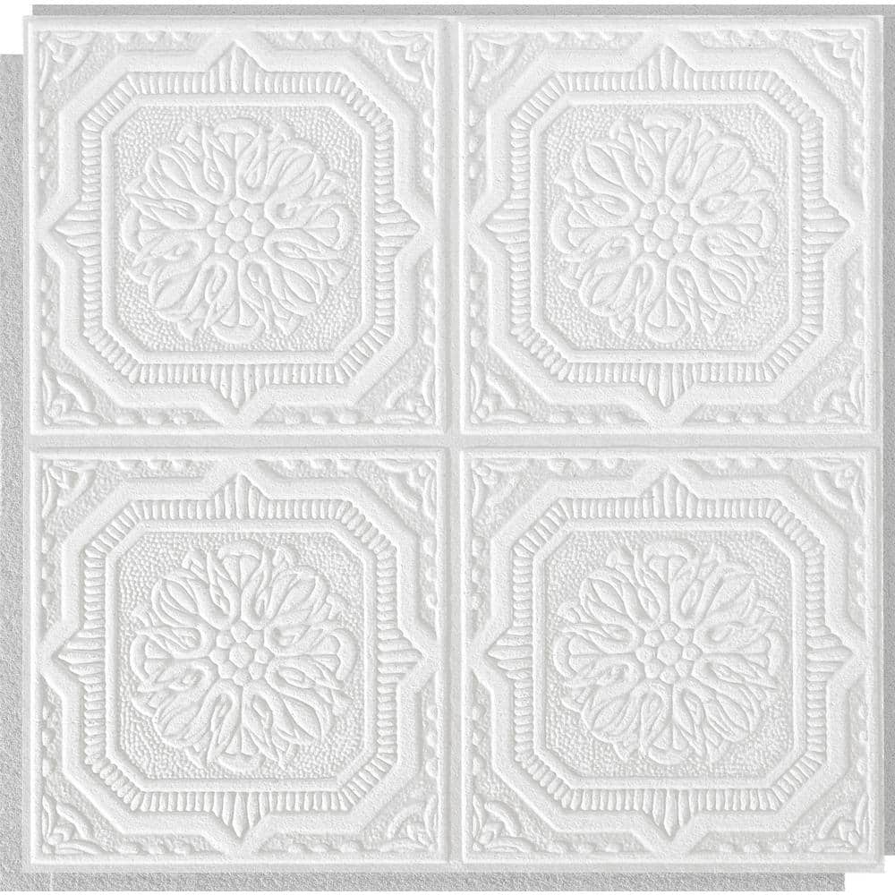 Wellington 1 ft. x 1 ft. Clip Up or Glue Up Fiberboard Ceiling Tile in Whit