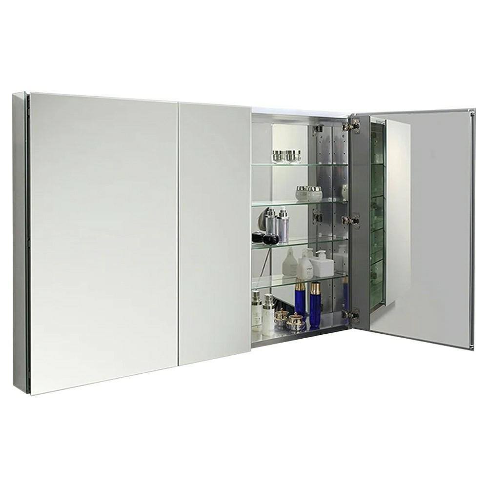 Modern 59" Wide Frameless Rectangular Bathroom Medicine Cabinet with Mirrored Finish