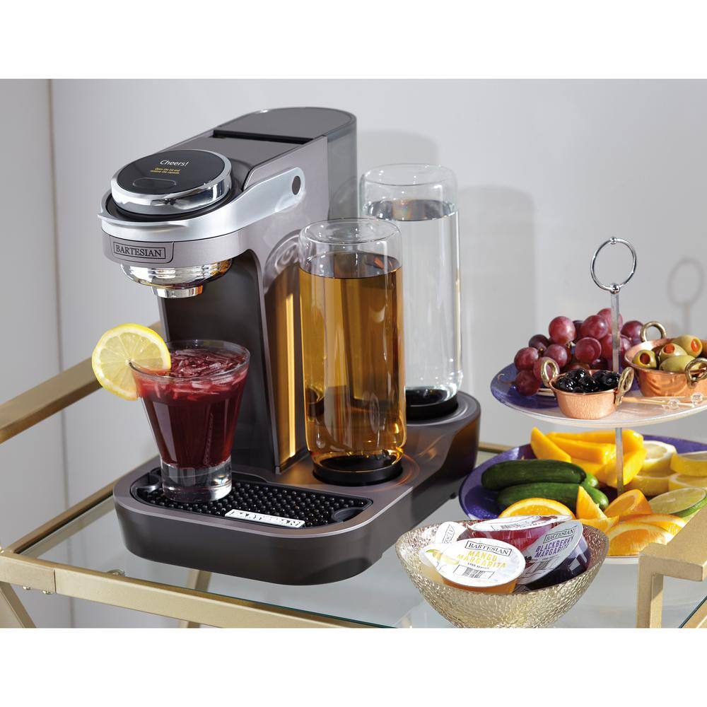Bartesian Gray Digital Cocktail Blender with Glass Bottles