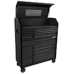 52 in. W x 21.5 in. D Heavy Duty 15-Drawer Combination Rolling Tool Chest Top Tool Cabinet with LED Light in Matte Black