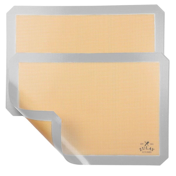 Zulay Kitchen (2 Pack) Silicone Baking Mat Sheet Set - Light Gray