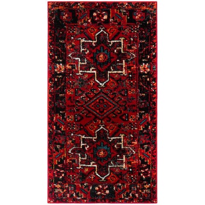 Safavieh Vintage Hamadan Red Multi 8 Ft X 10 Ft Medallion Antique Border Area Rug Vth222a 8 The Home Depot