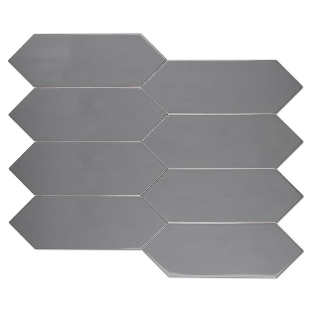Taylor Gray Polished Ceramic Picket Wall Tile 4x12