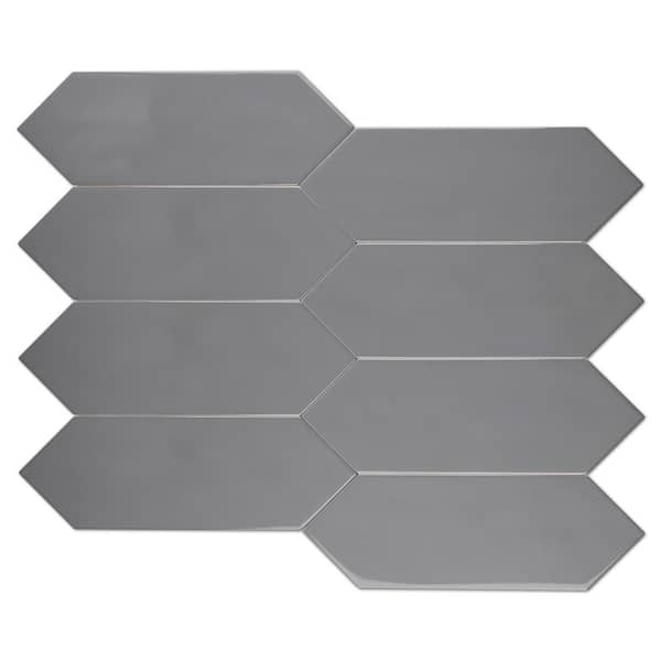 MOLOVO Taylor Gray 3.94 in. X 11.81 in. Polished Ceramic Picket