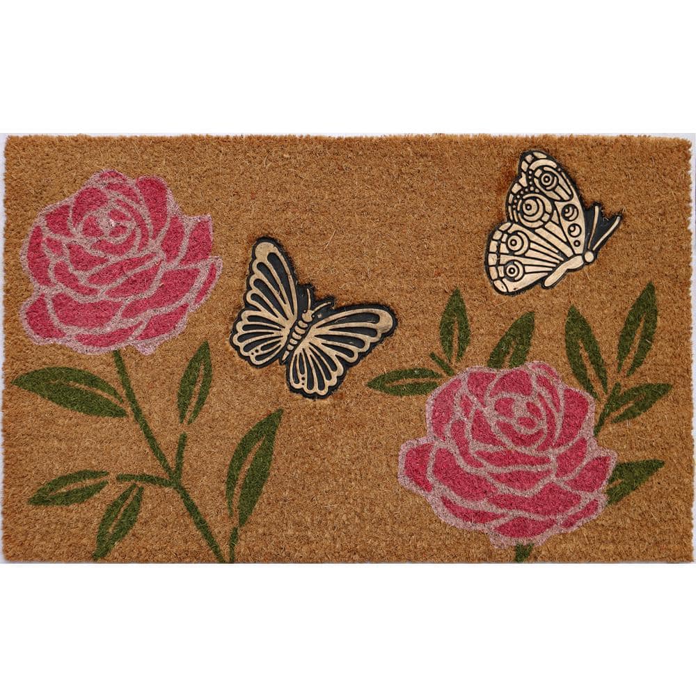 Vinyl Back Flowers and Butterflies 30 in. x 18 in. Coir Door Mat price history on PriceWatchPro
