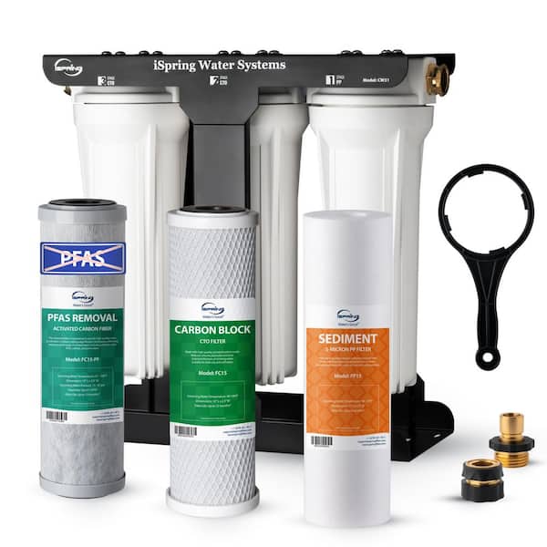 ISPRING CW31-PF 3-Stage RV Water Filtration System for Campers, SGS-tested PFAS Removal, Tankless, High Capacity
