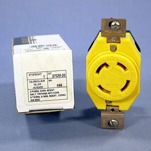 30 Amp 250-Volt- 3PY Flush Mounting Locking Outlet Industrial Grade Grounding Corrosion Resistant, Yellow
