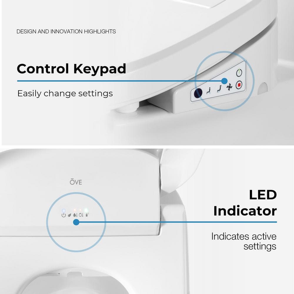 Calero White Electric Bidet Elongated Toilet Seat