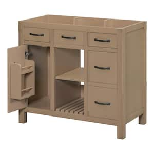 35.51 in. W x 17.87 in. D x 32.99 in. H Bath Vanity Cabinet without Top in Wood Color with 2-Doors and 2-Drawers