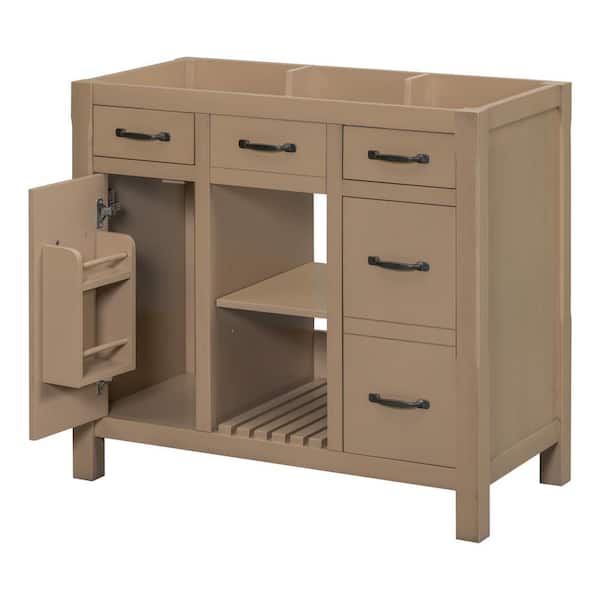 Nestfair 35.51 in. W x 17.87 in. D x 32.99 in. H Bath Vanity Cabinet without Top in Wood Color with 2-Doors and 2-Drawers