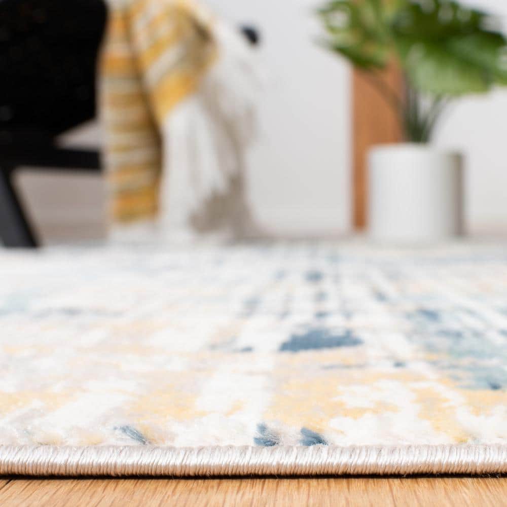 Elegant Navy Blue Medallion 8' x 10' Synthetic Area Rug