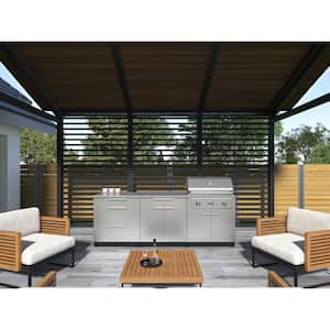 Outdoor Kitchen Stainless Steel 5-Piece Cabinet Set with 33 in. NG Performance Grill
