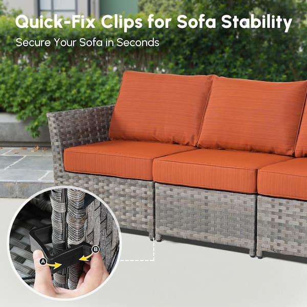 XIZZI Jasmine 12-Piece Wicker Outdoor Sectional Set with Orange