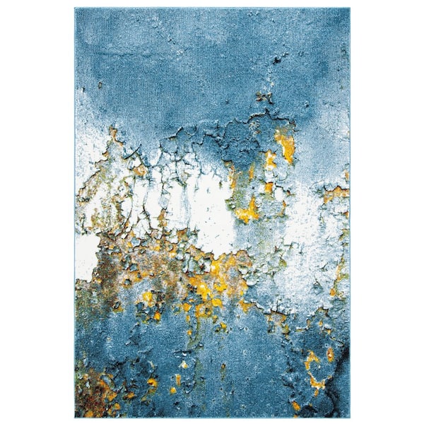 SAFAVIEH Glacier Blue/Gold 7 ft. x 9 ft. Abstract Geometric Area Rug