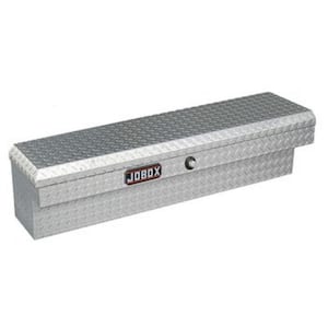 Jobox 58-1/2 in. Long Lid Diamond Plate Bright Aluminum Inner Side Mount Truck Box with Gear-Lock™ Latch