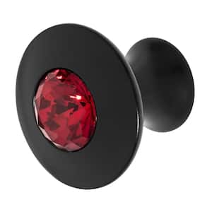 Felicia 1-1/4 in. Black with Red Crystal Cabinet Knob
