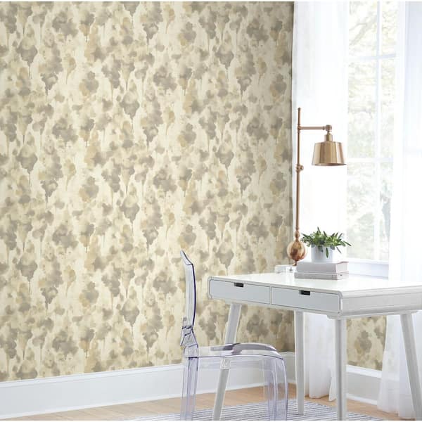 Dark Taupe and Gold Mirage Unpasted Paper Matte Wallpaper, 27 in. by 27 ft.