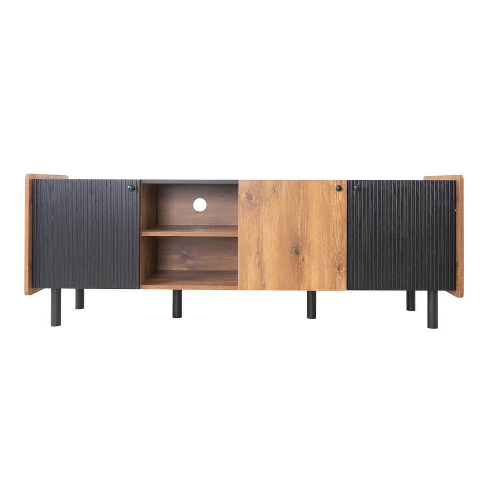 61.81 in. W x 13.18 in. D x 22.83 in. H Black Linen Cabinet with 3-Cabinets