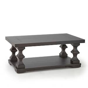 Dory 48 in. Ebony Large Rectangle Wood Coffee Table with Shelf