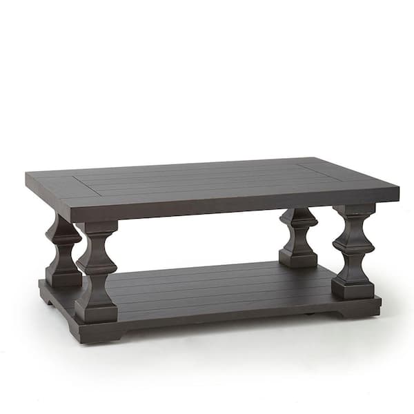 Unbranded Dory 48 in. Ebony Large Rectangle Wood Coffee Table with Shelf