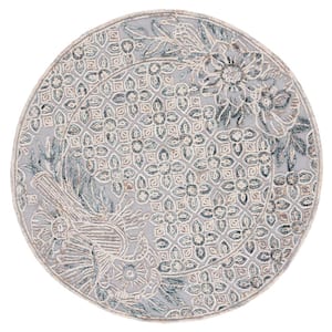 Trace Gray/Beige 6 ft. x 6 ft. Floral Round Area Rug