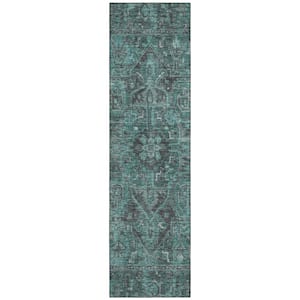Chantille ACN571 Turquoise 2 ft. 3 in. x 7 ft. 6 in. Machine Washable Indoor/Outdoor Geometric Runner Rug