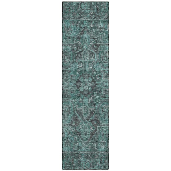Addison Rugs Chantille ACN571 Turquoise 2 ft. 3 in. x 7 ft. 6 in. Machine Washable Indoor/Outdoor Geometric Runner Rug