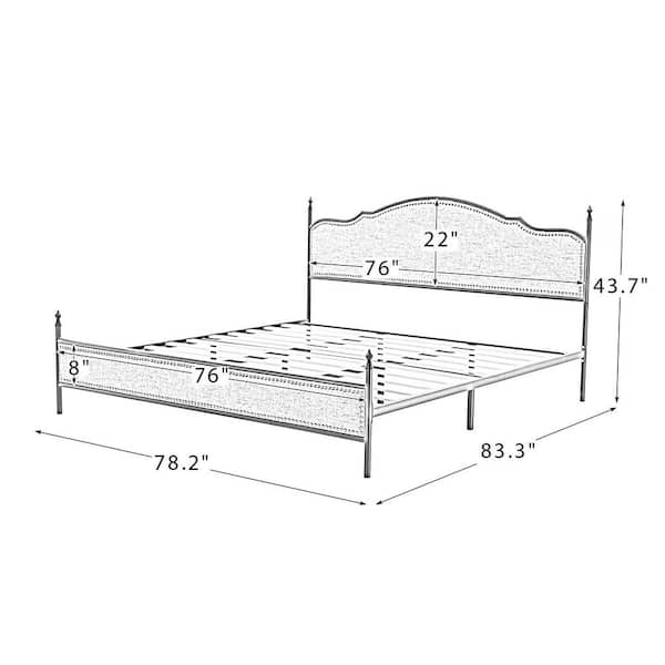Geschikt Overgang Keer terug ARTFUL LIVING DESIGN Florentin 78.2 in. Beige Metal Frame King Platform Bed  with Metal Legs Z2XXBED0015-K-BEIGE - The Home Depot