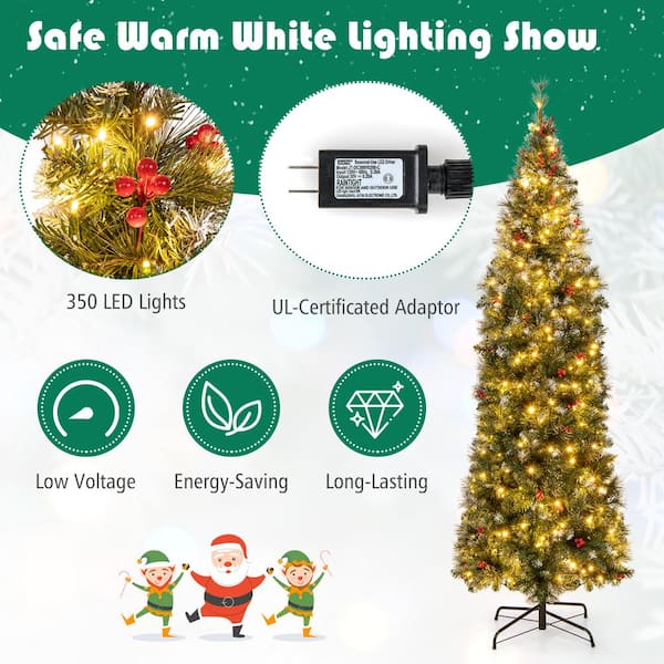Angeles Home 7.5 ft. White Pre-Lit Hinged Artificial Christmas Tree with Remote Control Lights