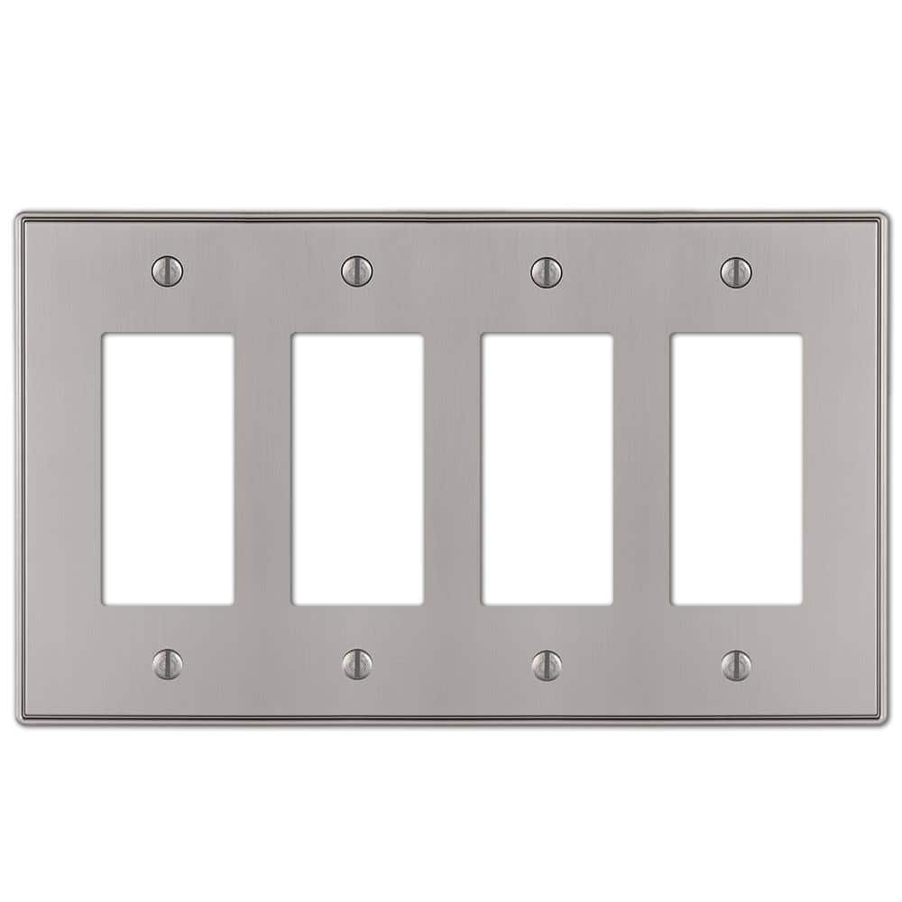 Brushed Nickel 4-Gang Metal Decorator Wall Plate