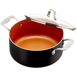 Rachael Ray Hard-Anodized Nonstick Oval Pasta Pot / Stockpot with Lid and  Pour Spout, 8-Quart, Gray with Orange Handles 