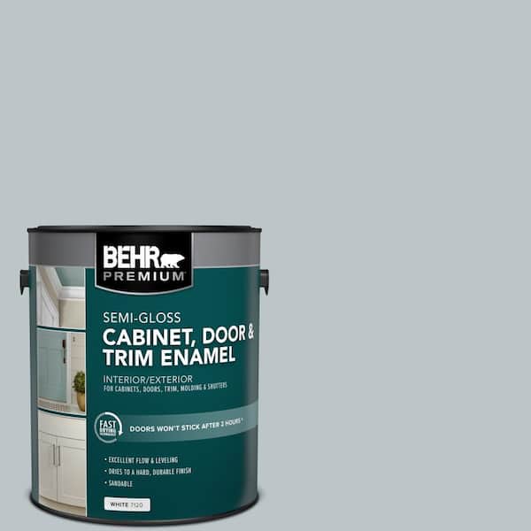 BEHR PREMIUM 1 gal. #N490-2 Icicles Semi-Gloss Enamel Interior/Exterior Cabinet, Door & Trim Paint