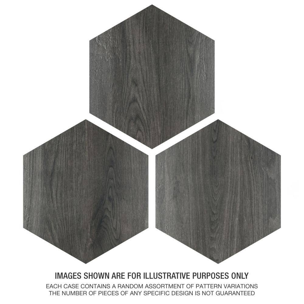 Natura Hex Nero 14" x 16.25" Porcelain Wood Look Tile