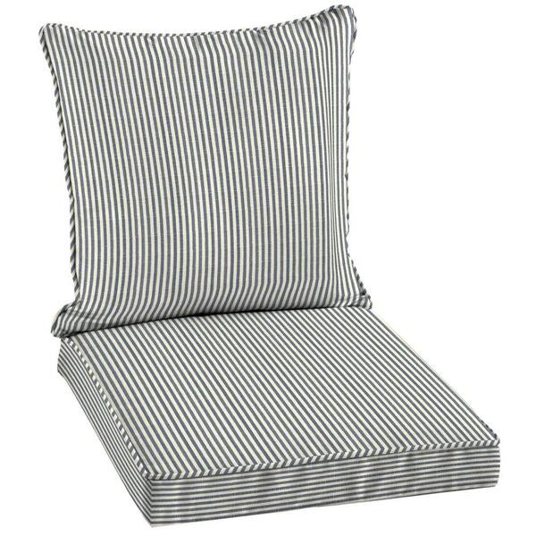 Hampton Bay Sailor Blue Pinstripe Welted Deep Seating Outdoor Dining Chair Cushion Set