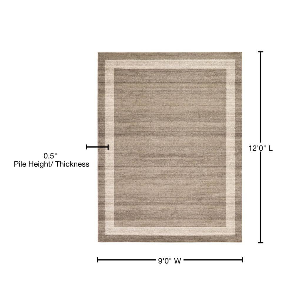 Angelica Light Brown & Ivory Tufted Synthetic Area Rug 9' x 12'