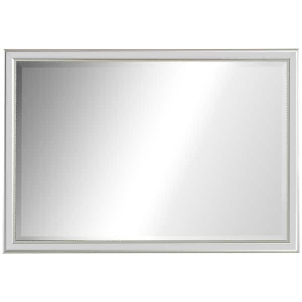 HOMCOM Modern Square 38.5 in. W x 26.5 in. H PS Foaming Silver Wall Bathroom Mirror MDF Frame